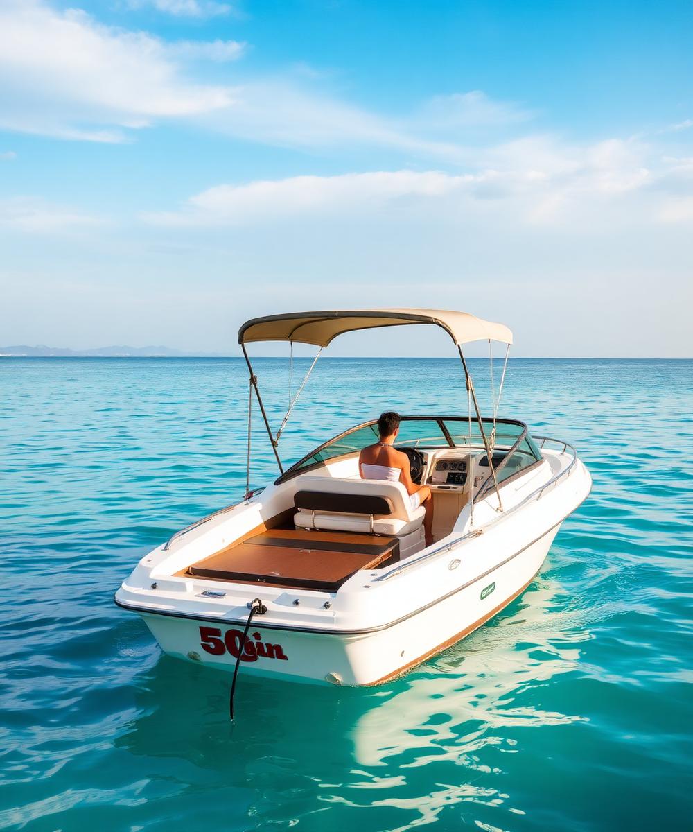 Private boat on turquoise water
