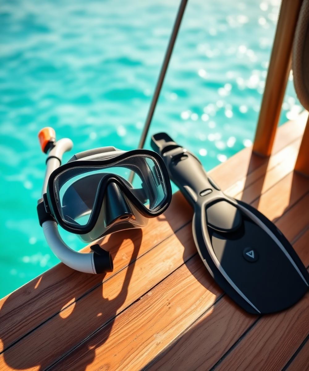 Snorkeling equipment on the boat deck