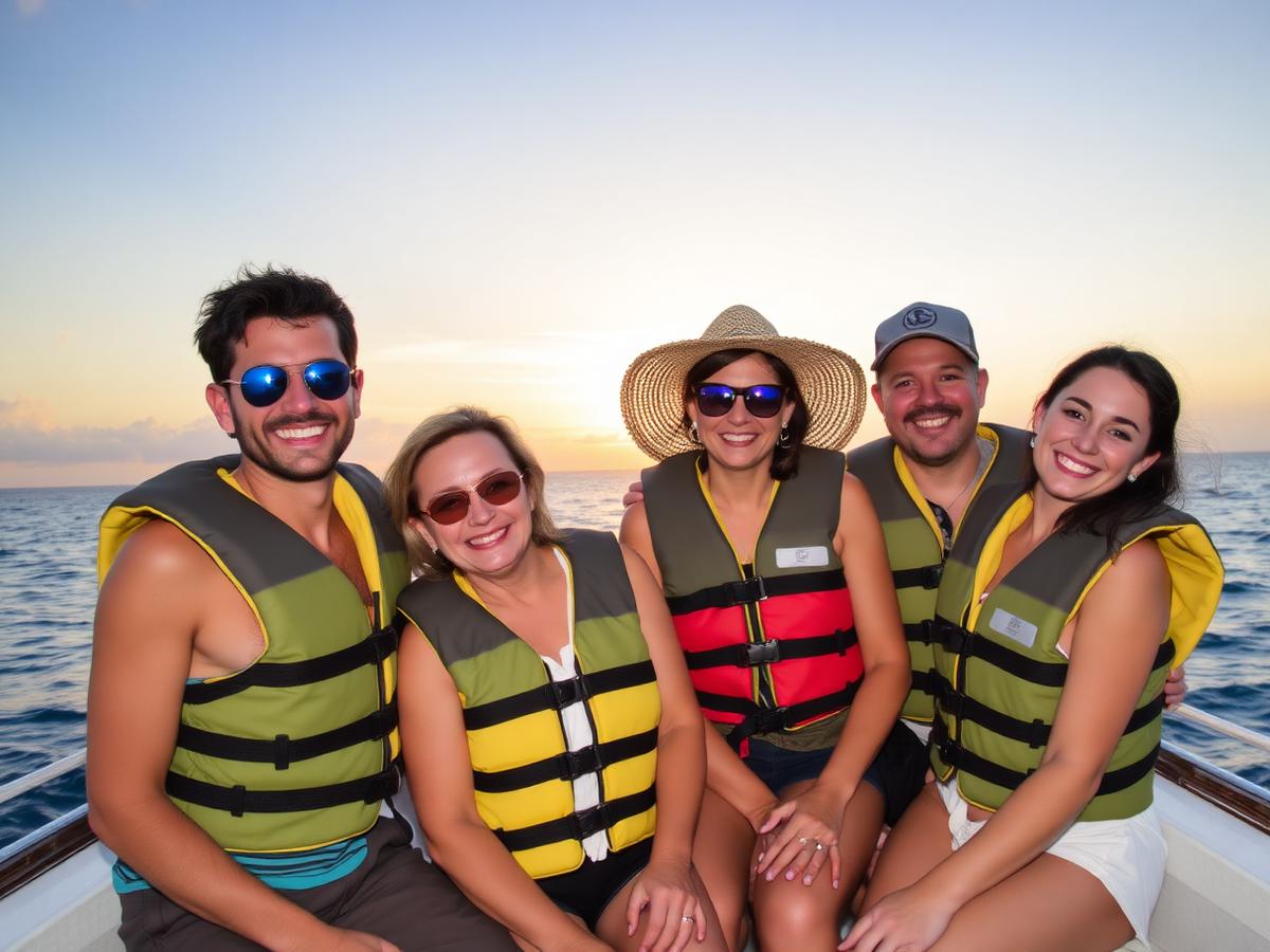 Happy guests on the dolphin tour boat